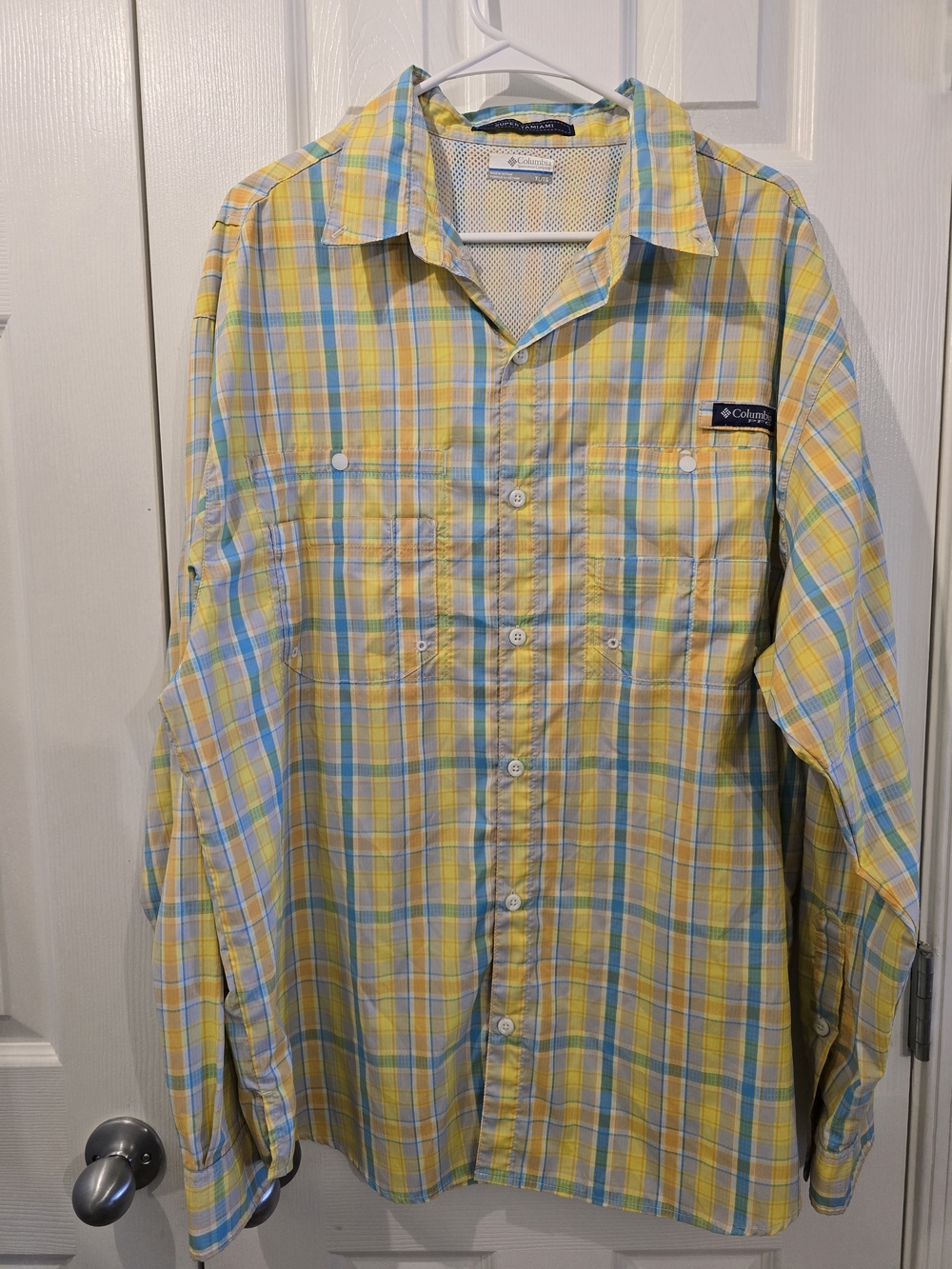NWOT PFG Columbia Men's Yellow Plaid Long-Sleeve Shirt - XL